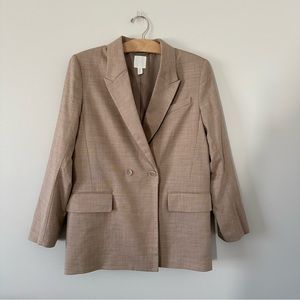 H&M Neutral Oversized Doubled Breasted Blazer